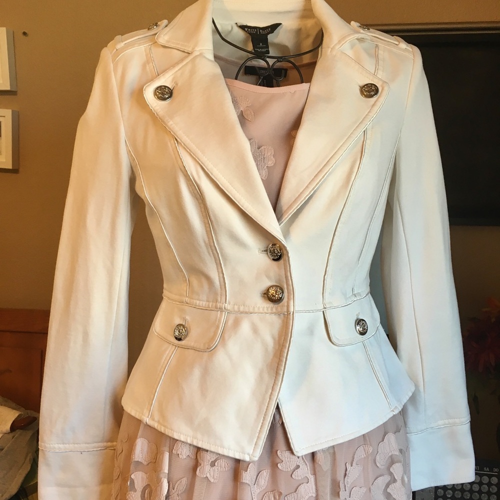 White House Black Market Women's Cream Blazer Jacket
